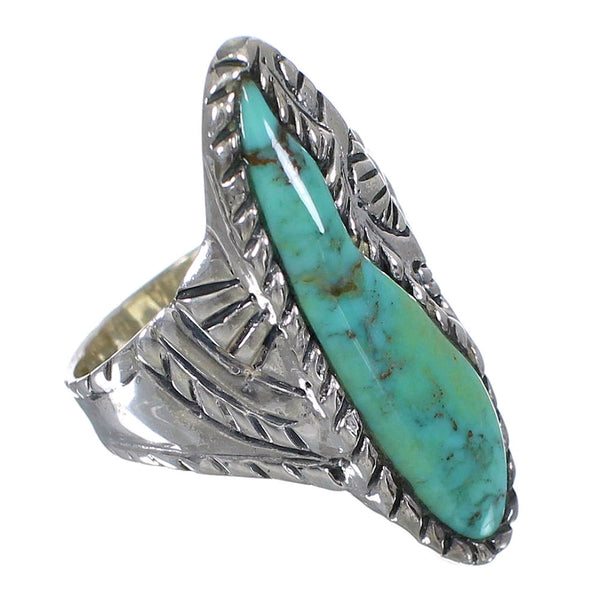 Genuine Sterling Silver Turquoise Southwest Ring Size 7-3/4 FX93297